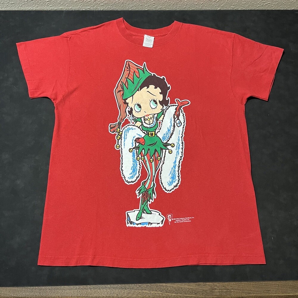 Vintage Betty Boop Christmas Shirt Single Stitch Babe Angel 90s USA Sexy Santa